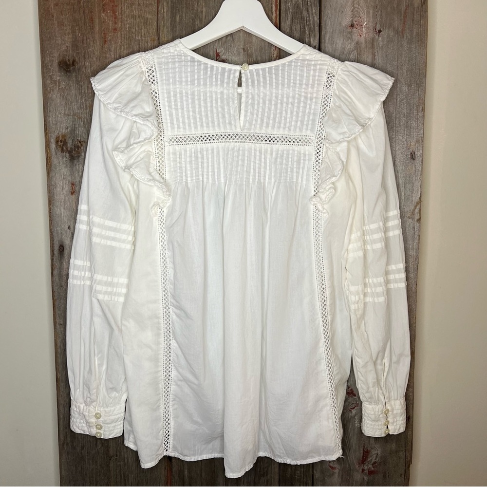 Madewell Kaisley Top Voile White Pin Tuck Ruffle Blouse small - Picture 8 of 13